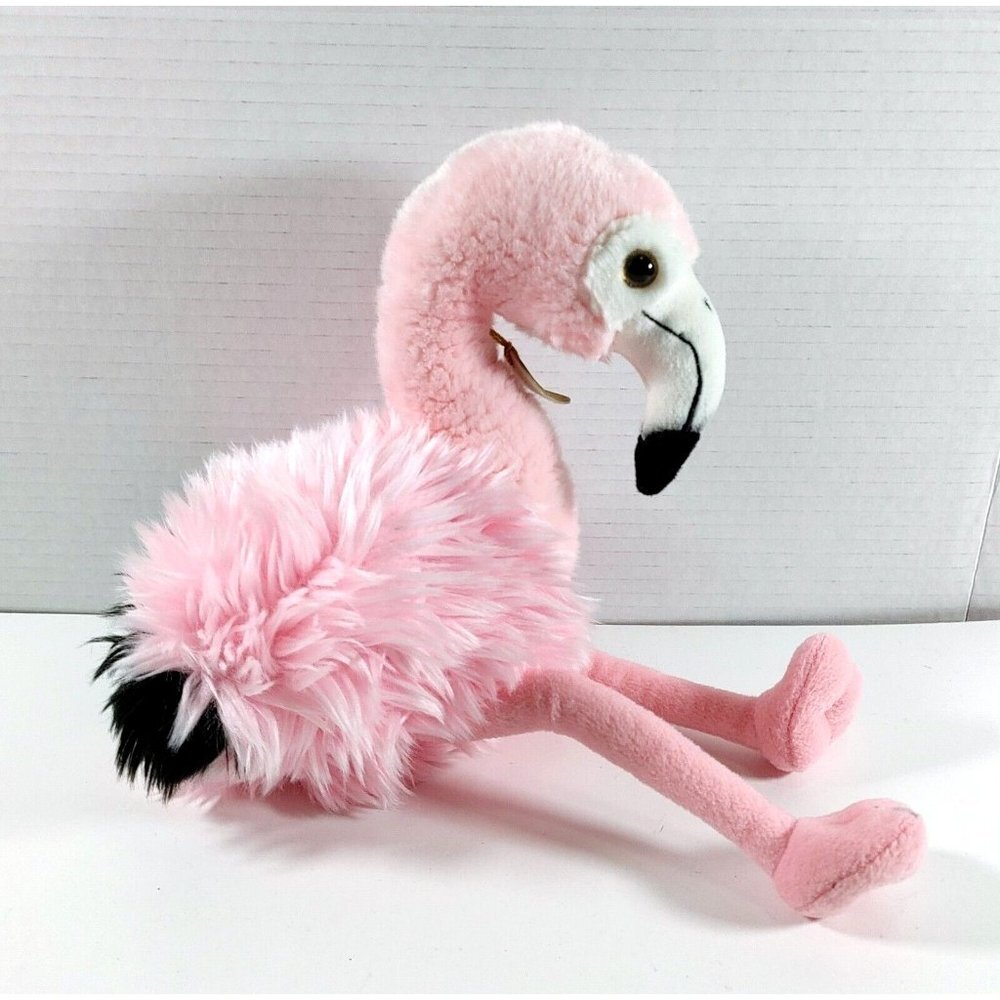Aurora Miyoni Flamingo Plush Stuffed Animal 13 Inch Realistic Pink Black  Fluffy